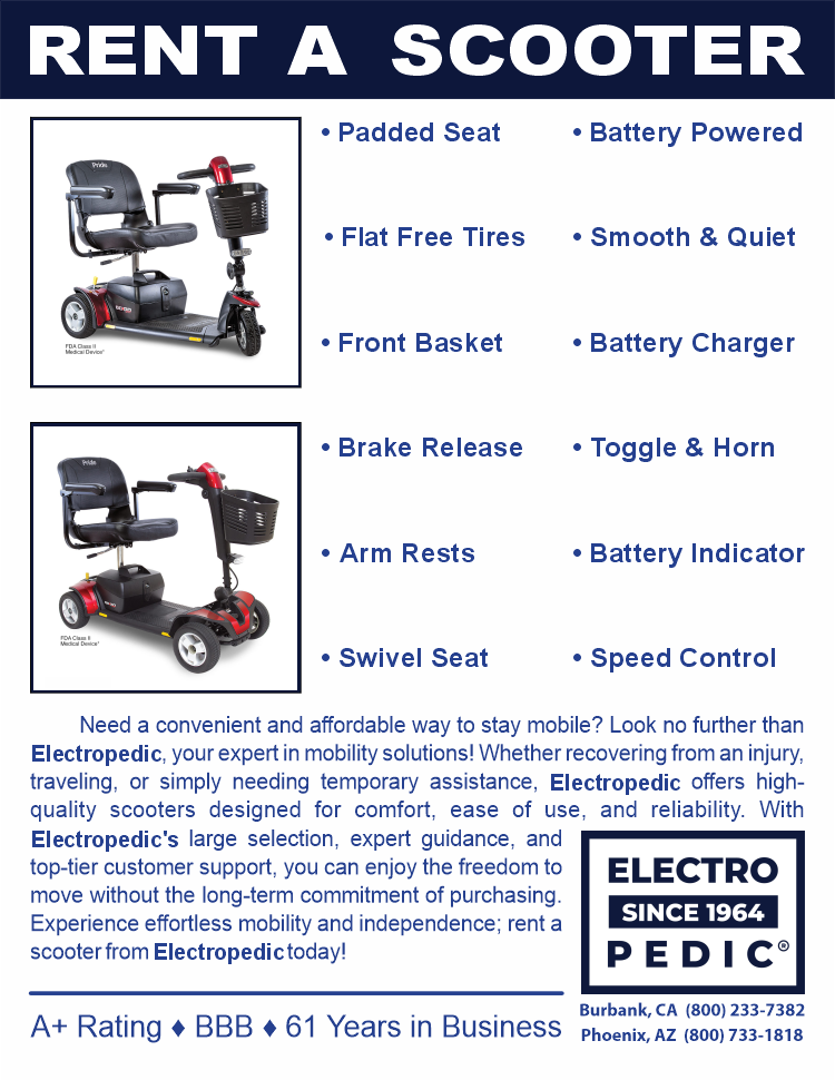 Rent a mobility scooter from Electropedic!